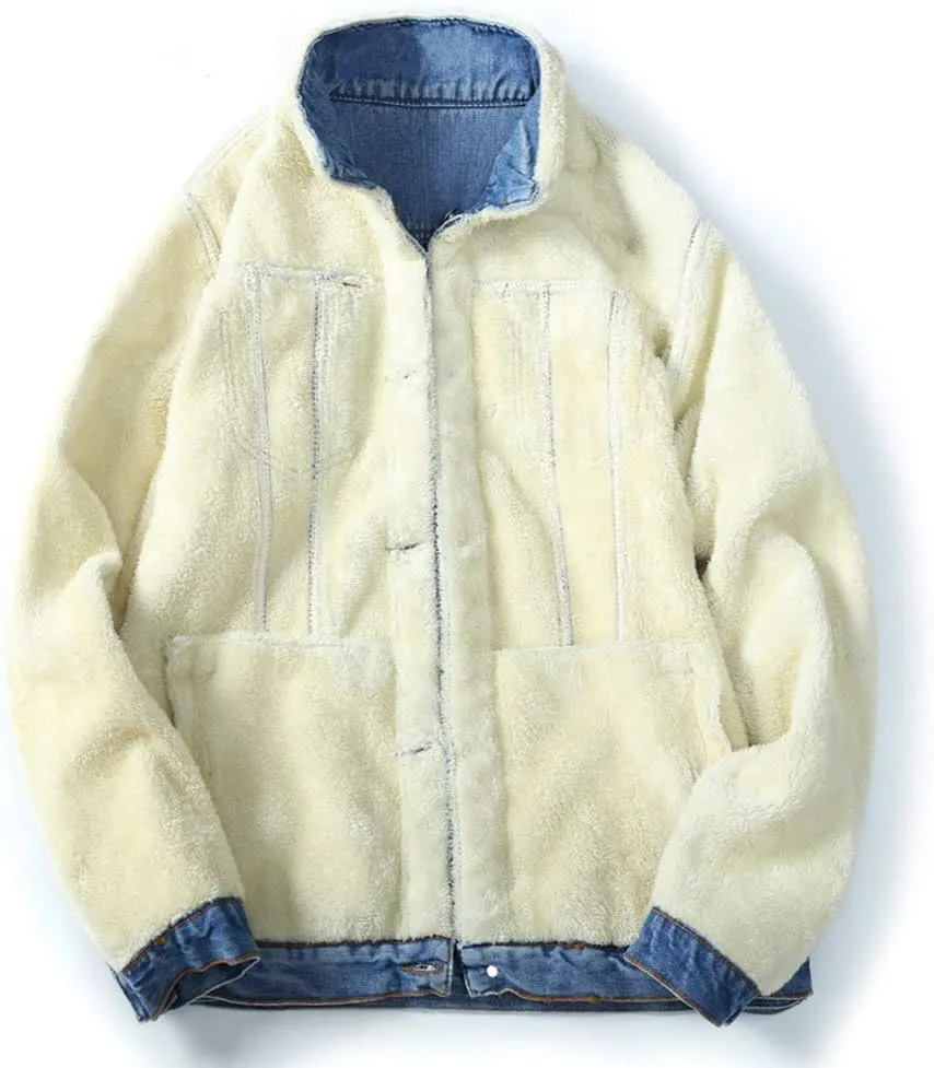 Only Faith Men's Winter Fleece Lined Denim Jackets Sherpa Lined Denim Trucker Jackets