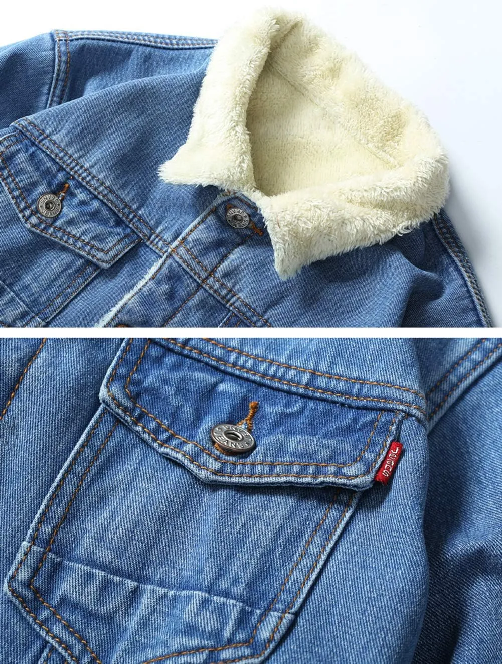 Only Faith Men's Winter Fleece Lined Denim Jackets Sherpa Lined Denim Trucker Jackets