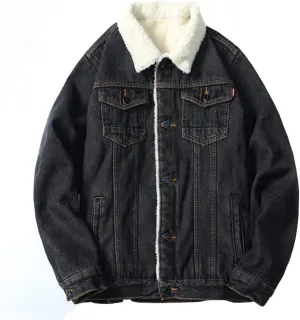 Only Faith Men's Winter Fleece Lined Denim Jackets Sherpa Lined Denim Trucker Jackets