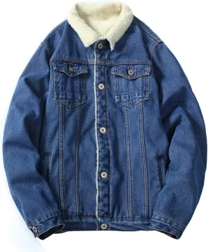 Only Faith Men's Winter Fleece Lined Denim Jackets Sherpa Lined Denim Trucker Jackets