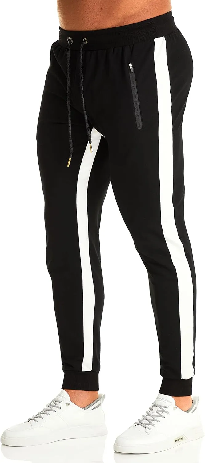 OuBER Men's Gym Jogger Pants Slim Fit Workout Running Sweatpants with Zipper Pockets