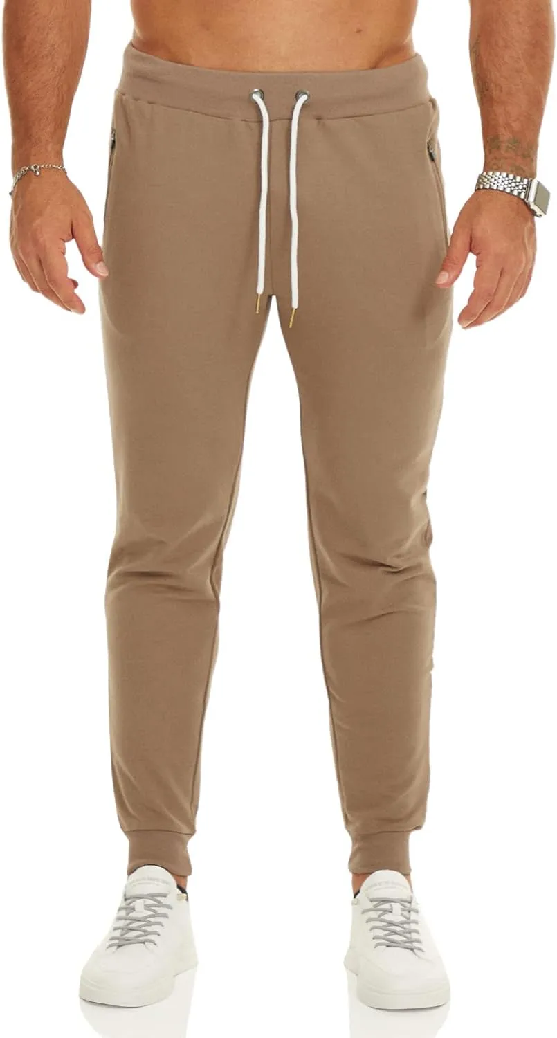 OuBER Men's Gym Jogger Pants Slim Fit Workout Running Sweatpants with Zipper Pockets