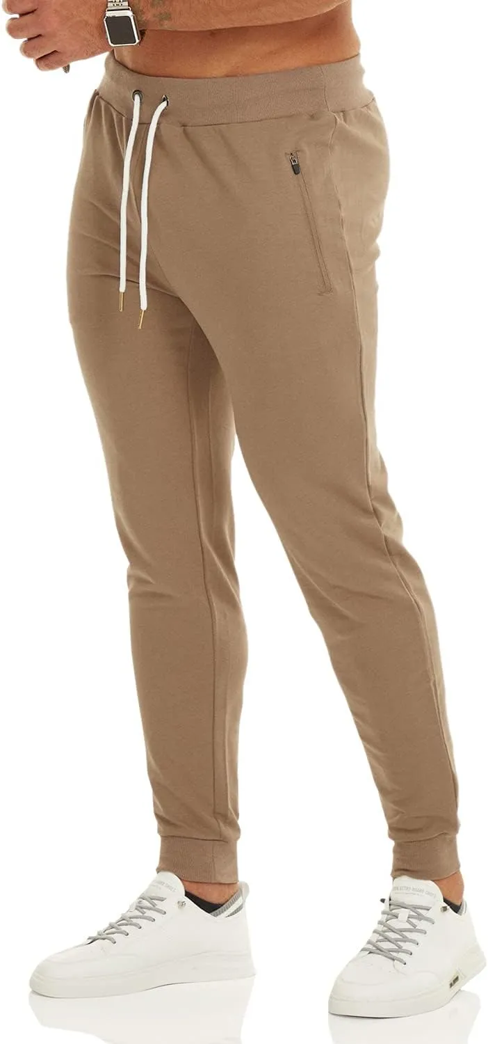 OuBER Men's Gym Jogger Pants Slim Fit Workout Running Sweatpants with Zipper Pockets