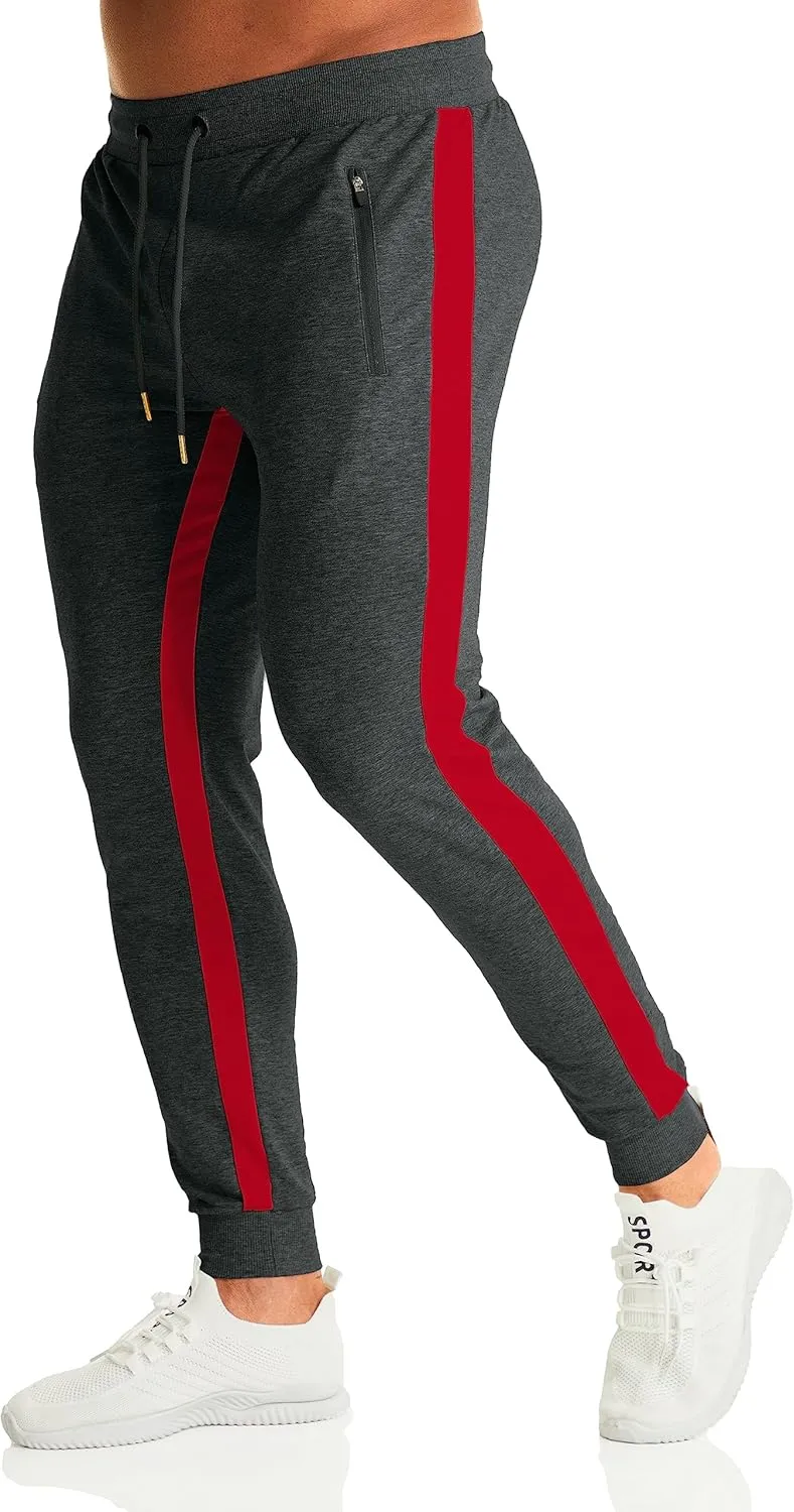 OuBER Men's Gym Jogger Pants Slim Fit Workout Running Sweatpants with Zipper Pockets
