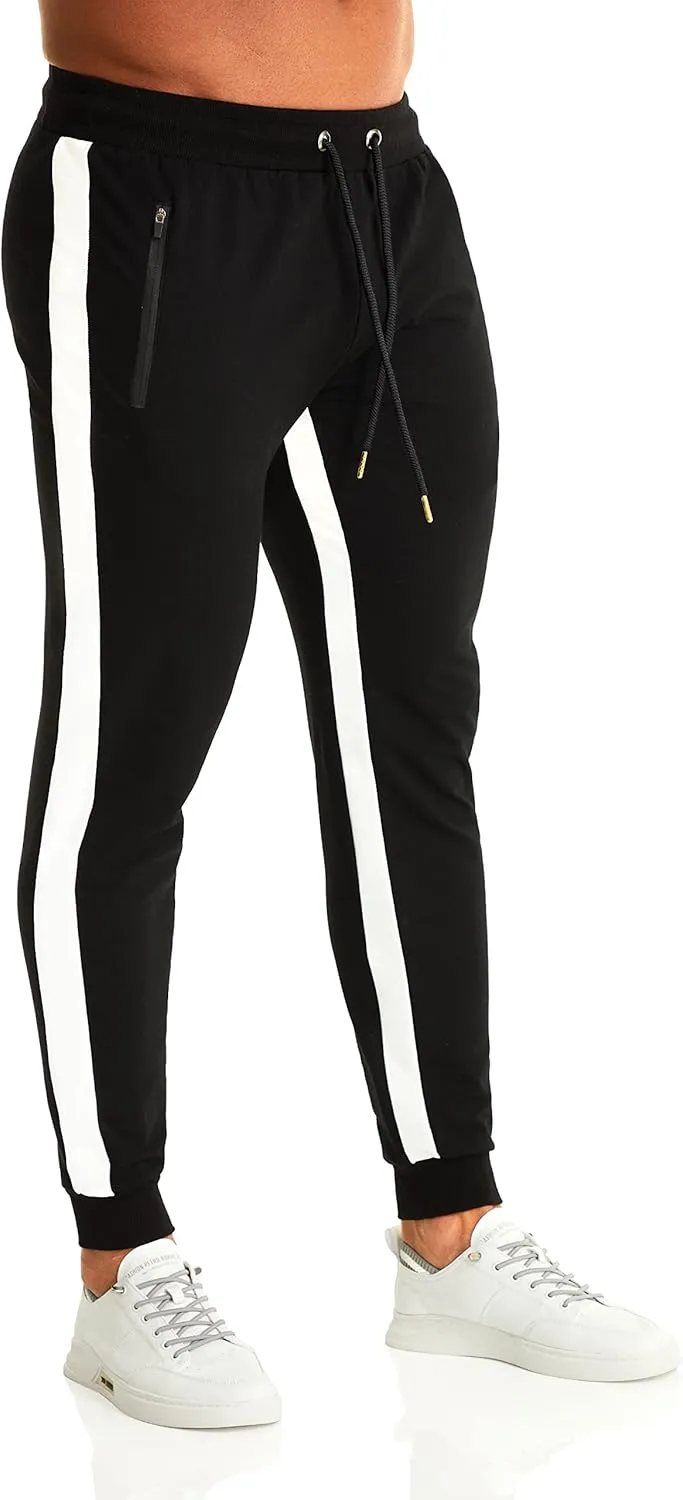 OuBER Men's Gym Jogger Pants Slim Fit Workout Running Sweatpants with Zipper Pockets