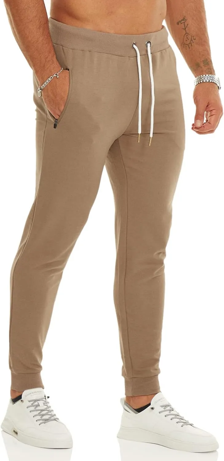 OuBER Men's Gym Jogger Pants Slim Fit Workout Running Sweatpants with Zipper Pockets