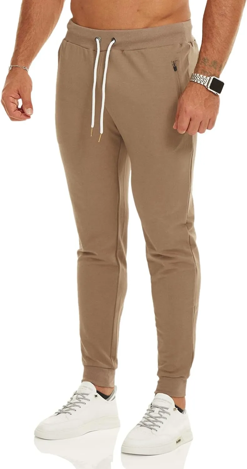 OuBER Men's Gym Jogger Pants Slim Fit Workout Running Sweatpants with Zipper Pockets