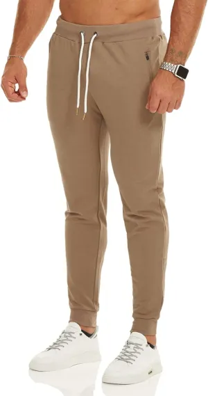 OuBER Men's Gym Jogger Pants Slim Fit Workout Running Sweatpants with Zipper Pockets