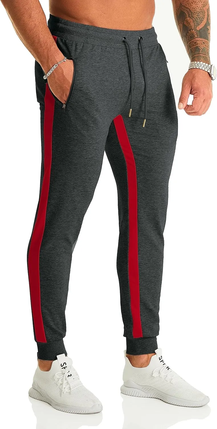OuBER Men's Gym Jogger Pants Slim Fit Workout Running Sweatpants with Zipper Pockets