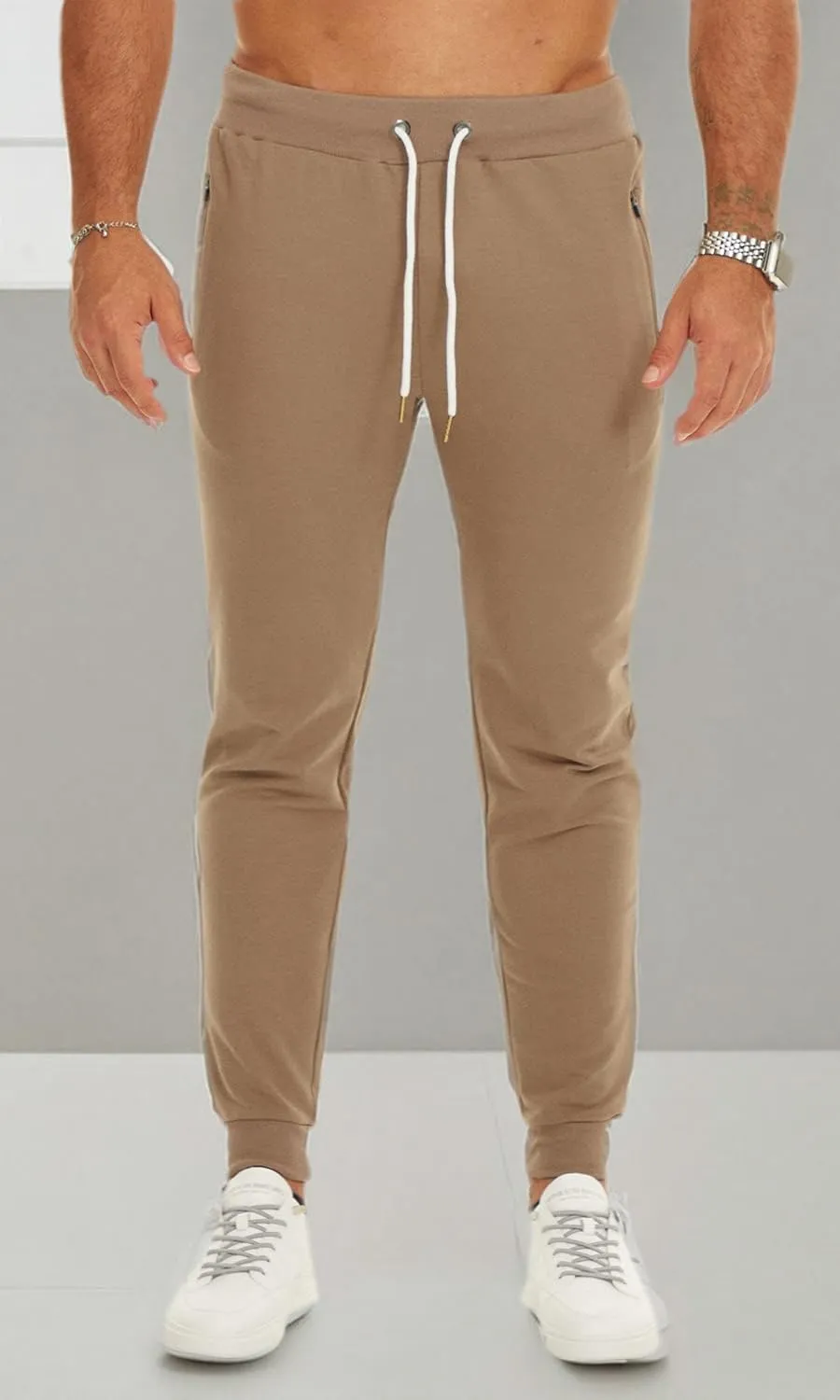 OuBER Men's Gym Jogger Pants Slim Fit Workout Running Sweatpants with Zipper Pockets