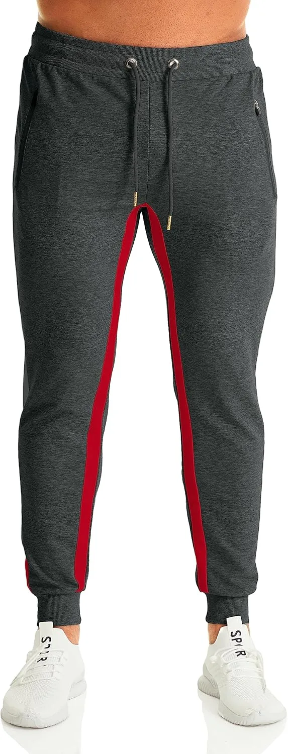 OuBER Men's Gym Jogger Pants Slim Fit Workout Running Sweatpants with Zipper Pockets