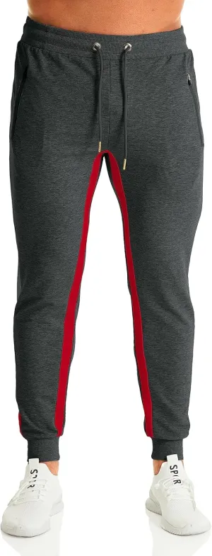 OuBER Men's Gym Jogger Pants Slim Fit Workout Running Sweatpants with Zipper Pockets