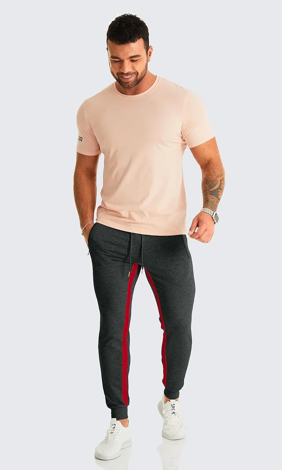 OuBER Men's Gym Jogger Pants Slim Fit Workout Running Sweatpants with Zipper Pockets