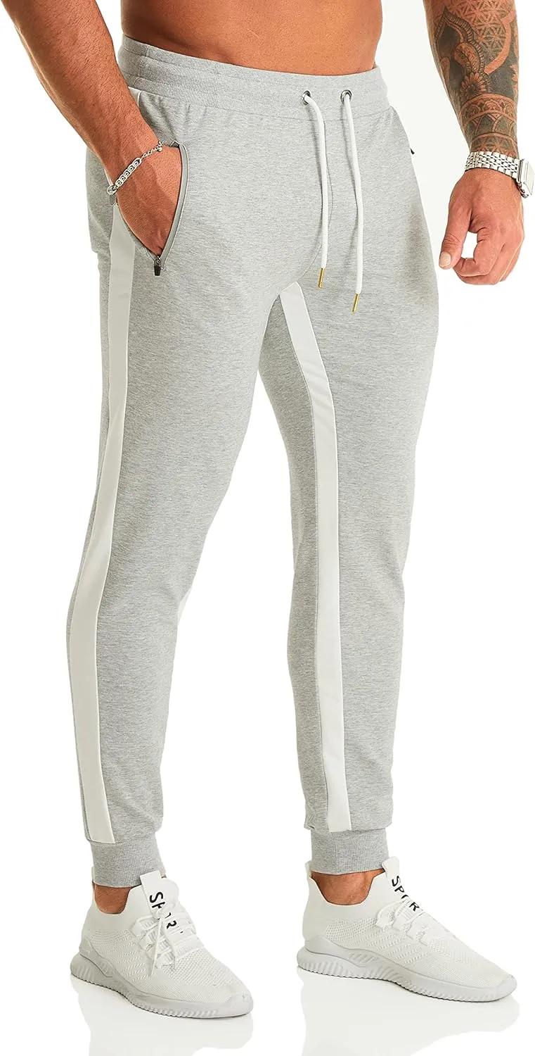 OuBER Men's Gym Jogger Pants Slim Fit Workout Running Sweatpants with Zipper Pockets