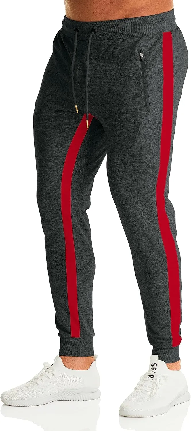OuBER Men's Gym Jogger Pants Slim Fit Workout Running Sweatpants with Zipper Pockets