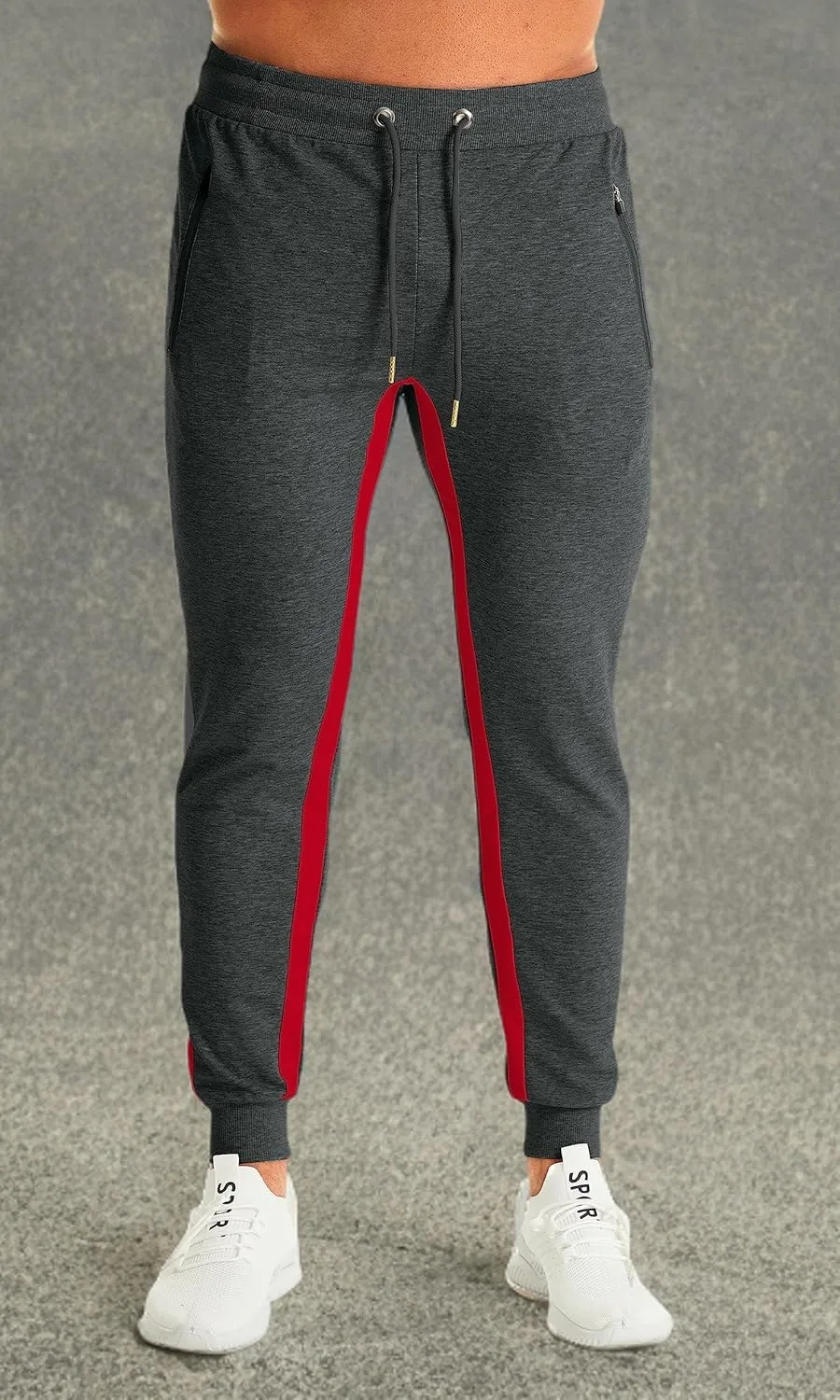 OuBER Men's Gym Jogger Pants Slim Fit Workout Running Sweatpants with Zipper Pockets