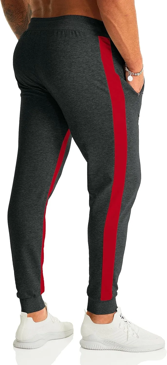 OuBER Men's Gym Jogger Pants Slim Fit Workout Running Sweatpants with Zipper Pockets