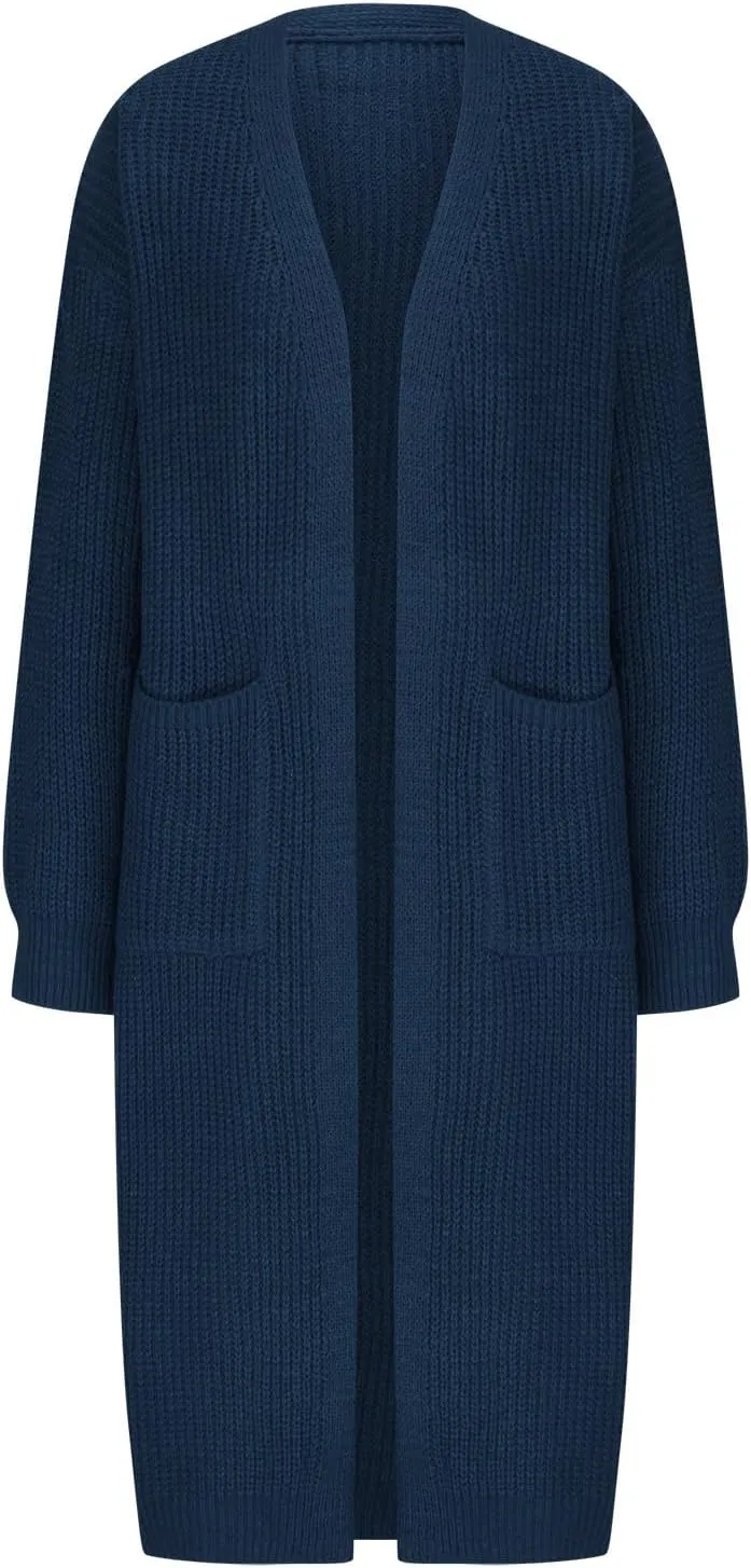 Plus Size Cardigan for Women Knit Lightweight Open Front Chunky Sweater Casual Long Sleeve Jacket Coat with Pockets