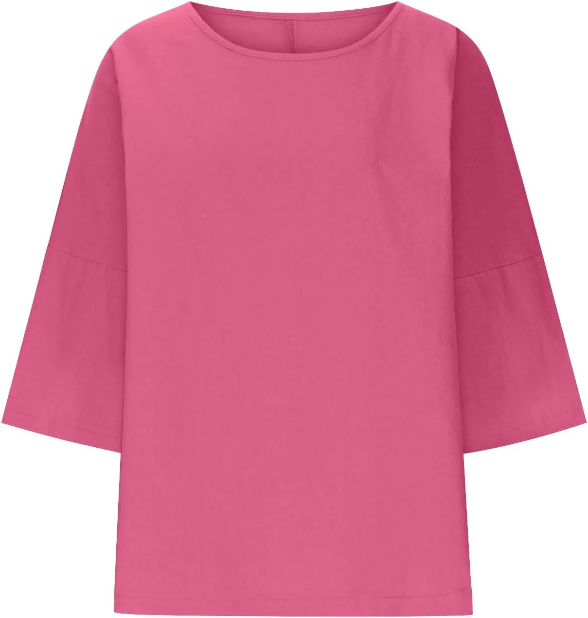 Plus Size Drop Shoulder Tunic Tops Women Cotton Linen Basic Crewneck T Shirts Summer Casual Loose Fit Beach Vacation Blouses