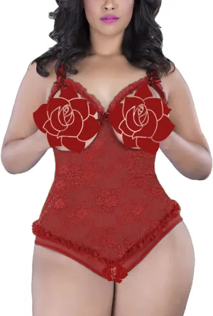 Plus Size Lingerie for Women Sexy One-Piece Teddy Valentine's Day Lingerie Bodysuit