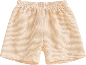 Qiylii Toddler Baby Girls Boys Summer Shorts Bubble Cotton Stripe Beach Short Pants Elastic Waist Casual Shorts