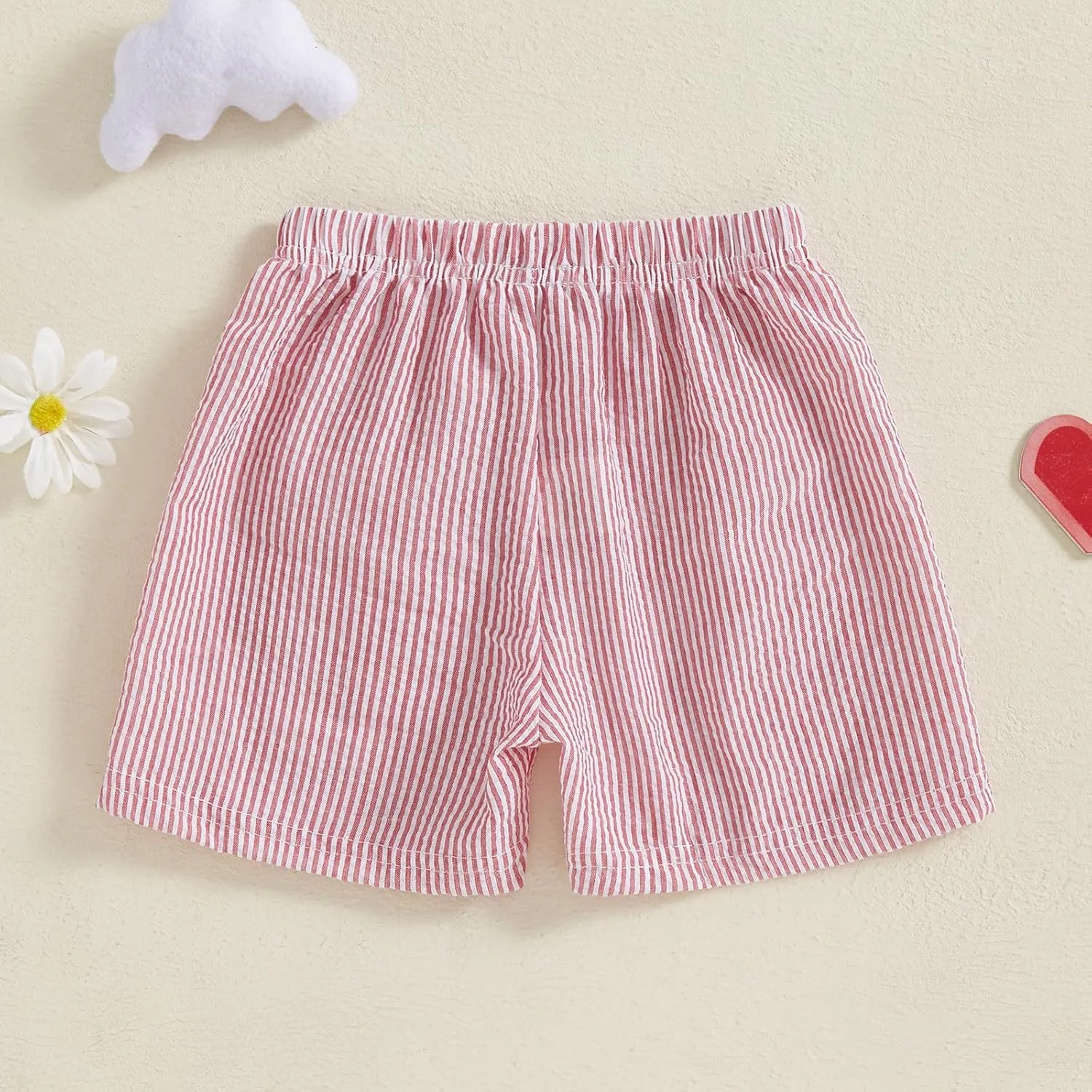 Qiylii Toddler Baby Girls Boys Summer Shorts Bubble Cotton Stripe Beach Short Pants Elastic Waist Casual Shorts