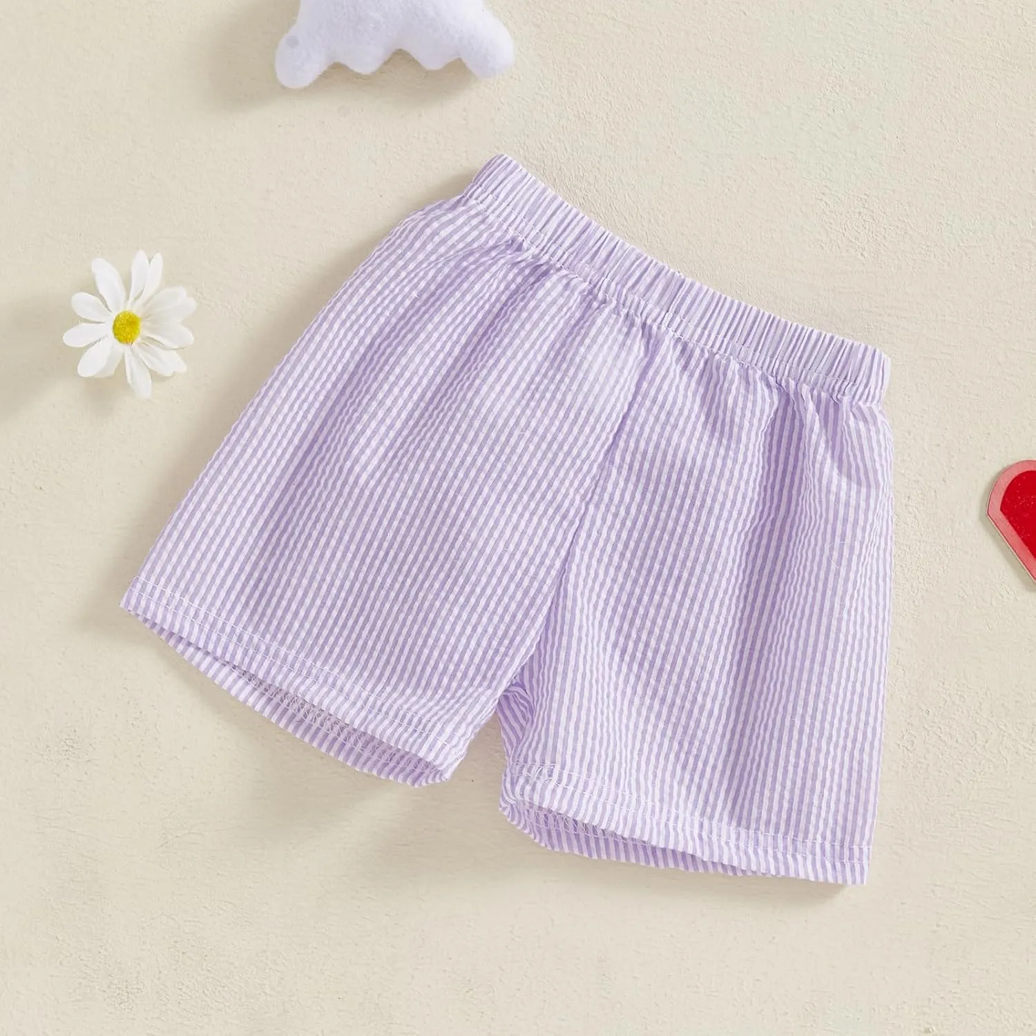 Qiylii Toddler Baby Girls Boys Summer Shorts Bubble Cotton Stripe Beach Short Pants Elastic Waist Casual Shorts
