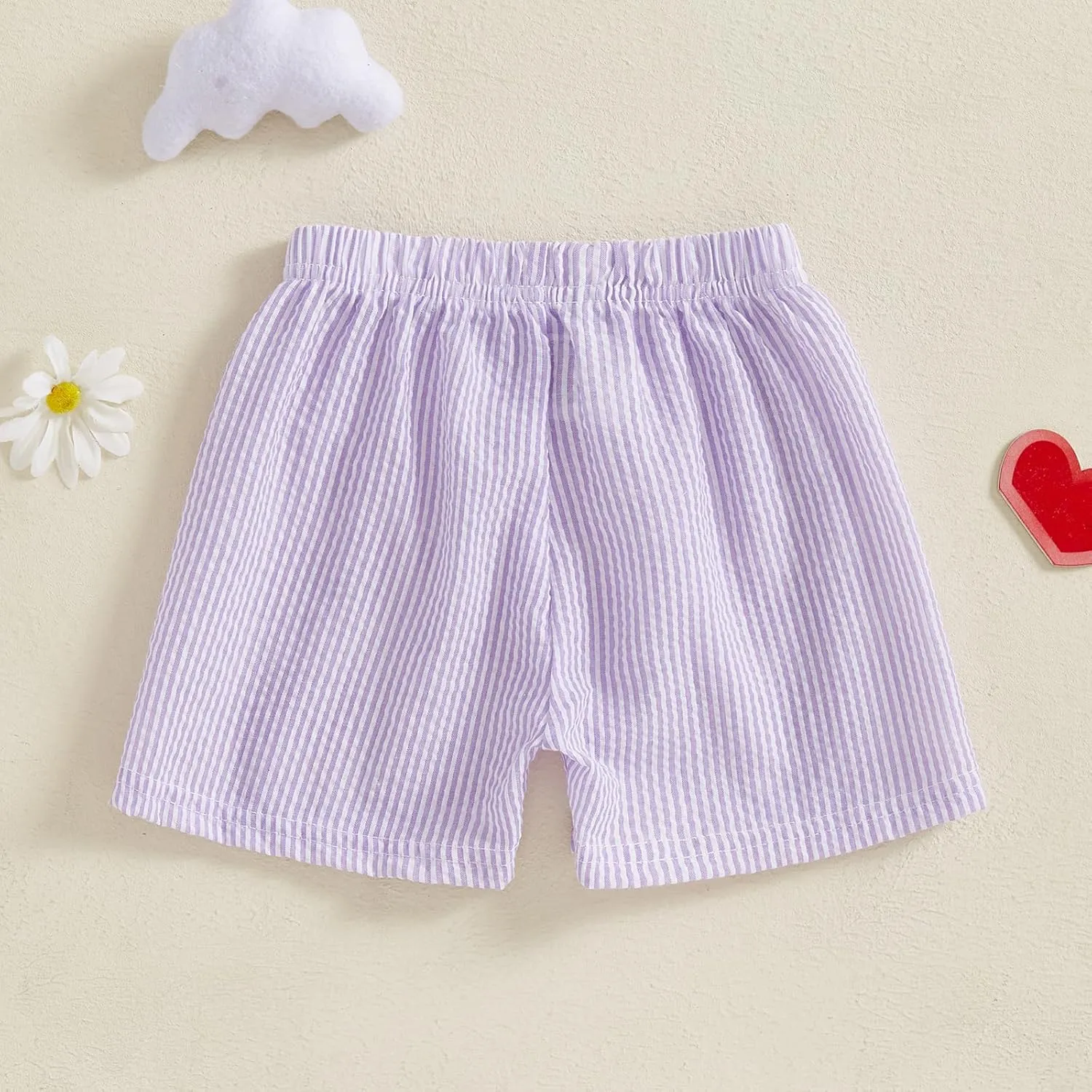 Qiylii Toddler Baby Girls Boys Summer Shorts Bubble Cotton Stripe Beach Short Pants Elastic Waist Casual Shorts