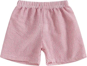 Qiylii Toddler Baby Girls Boys Summer Shorts Bubble Cotton Stripe Beach Short Pants Elastic Waist Casual Shorts
