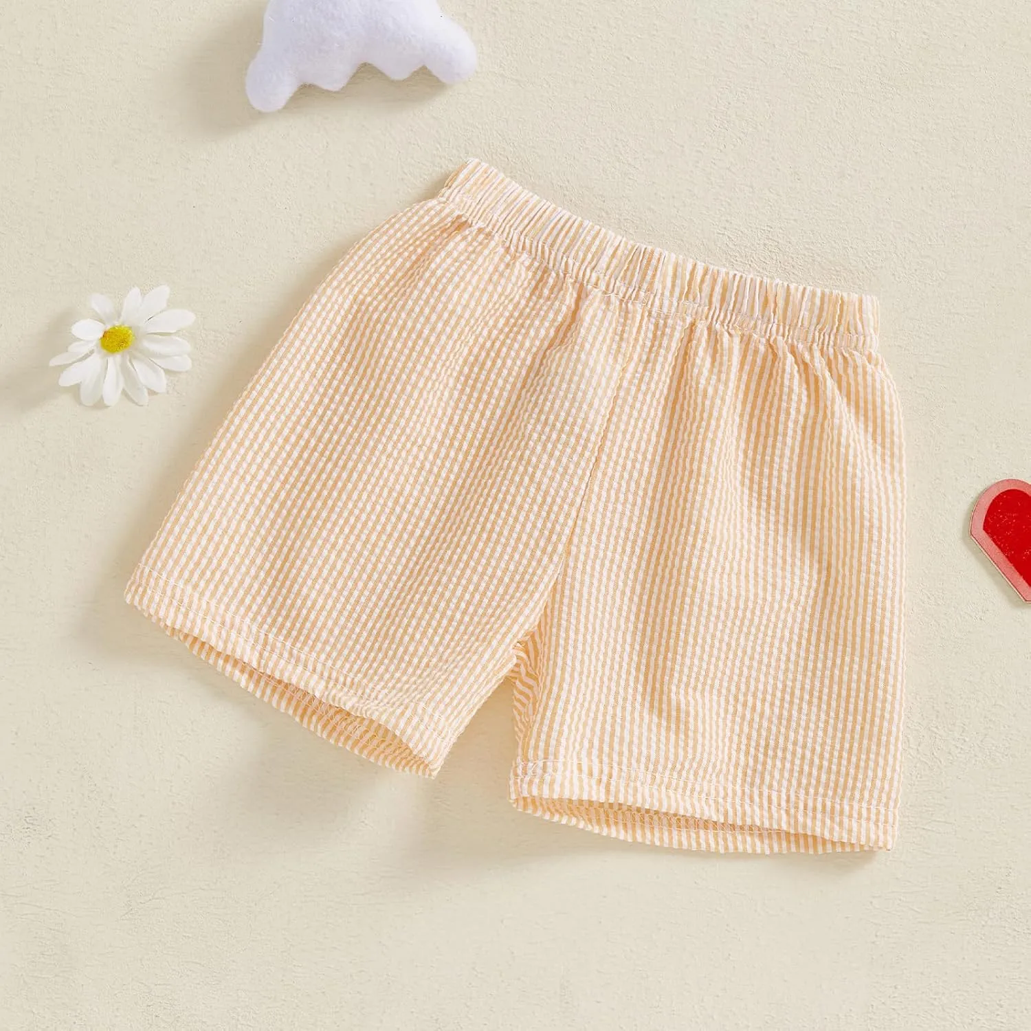 Qiylii Toddler Baby Girls Boys Summer Shorts Bubble Cotton Stripe Beach Short Pants Elastic Waist Casual Shorts