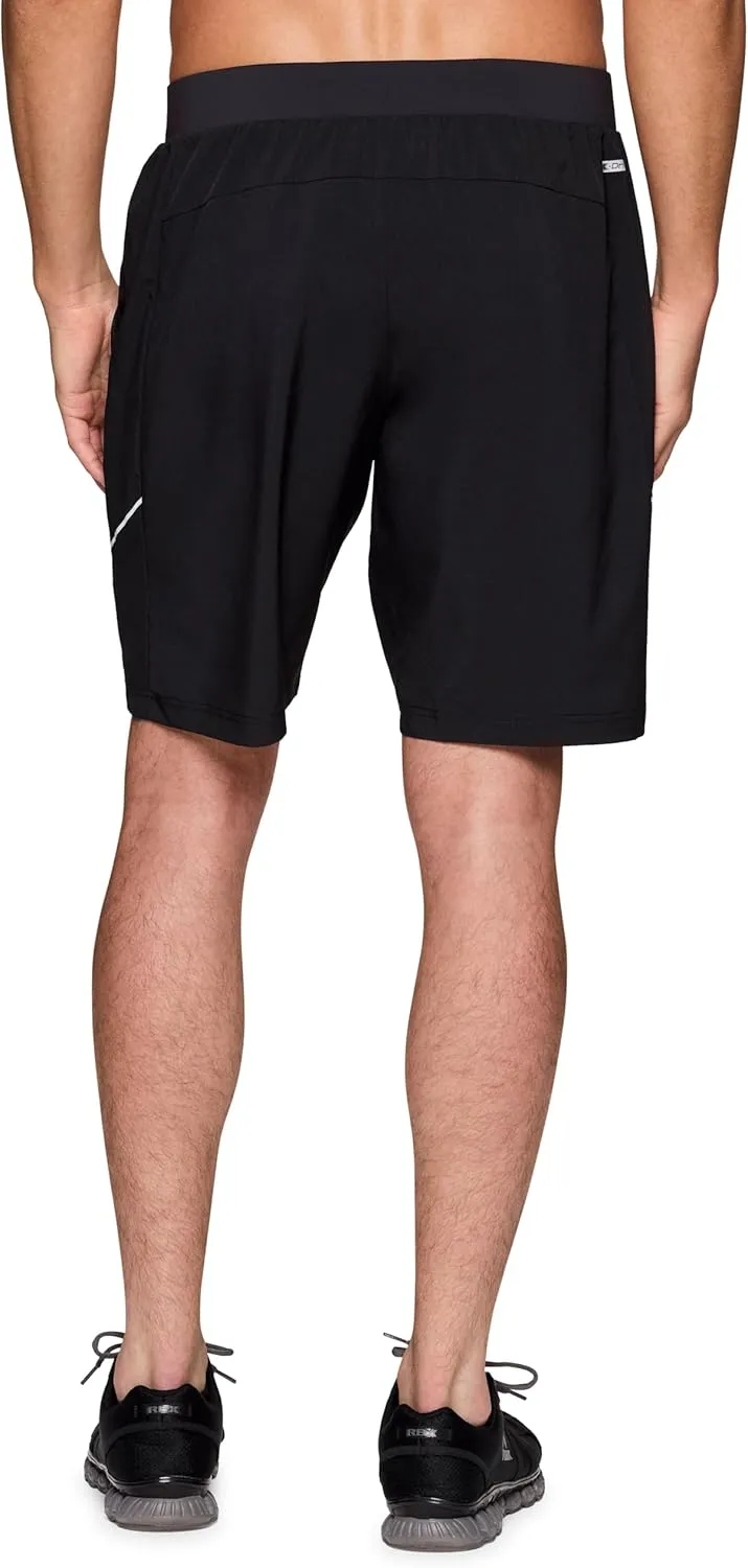 RBX Activewear Workout Shorts for Men, Quick Drying Woven Running Basketball Shorts with Flat Waistband, 9" Inseam