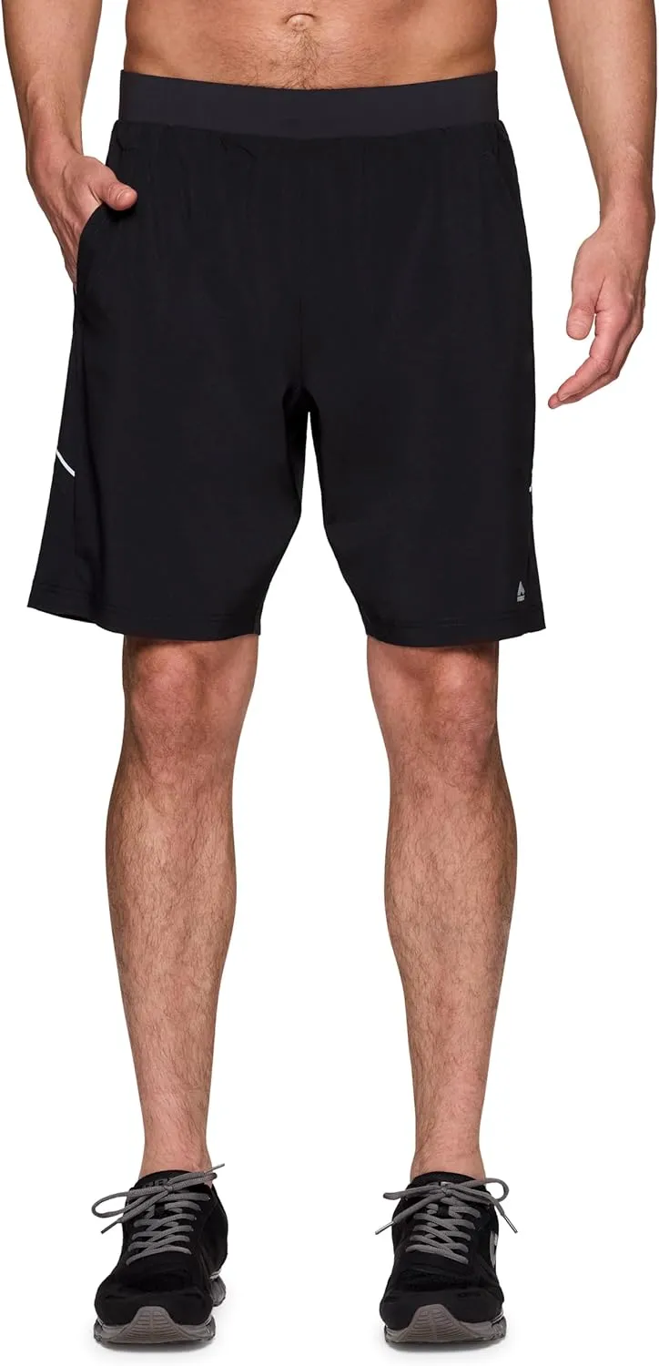 RBX Activewear Workout Shorts for Men, Quick Drying Woven Running Basketball Shorts with Flat Waistband, 9" Inseam