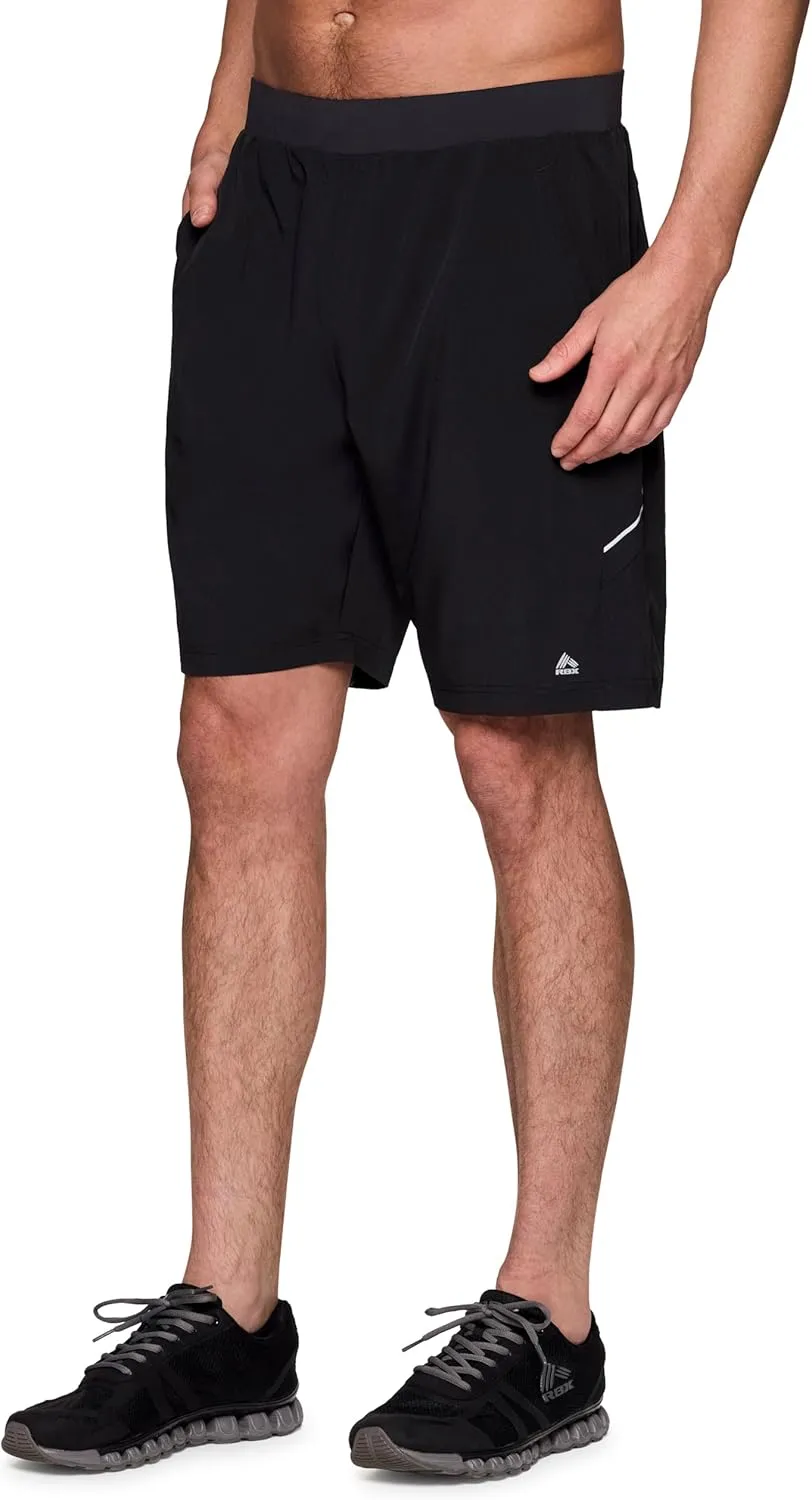 RBX Activewear Workout Shorts for Men, Quick Drying Woven Running Basketball Shorts with Flat Waistband, 9" Inseam