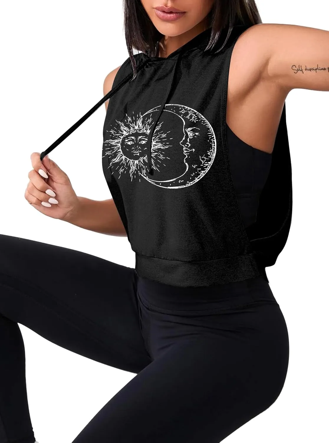 Remidoo Women's Sleeveless Hoodies Open Side Workout Activewear Crop Tank Top