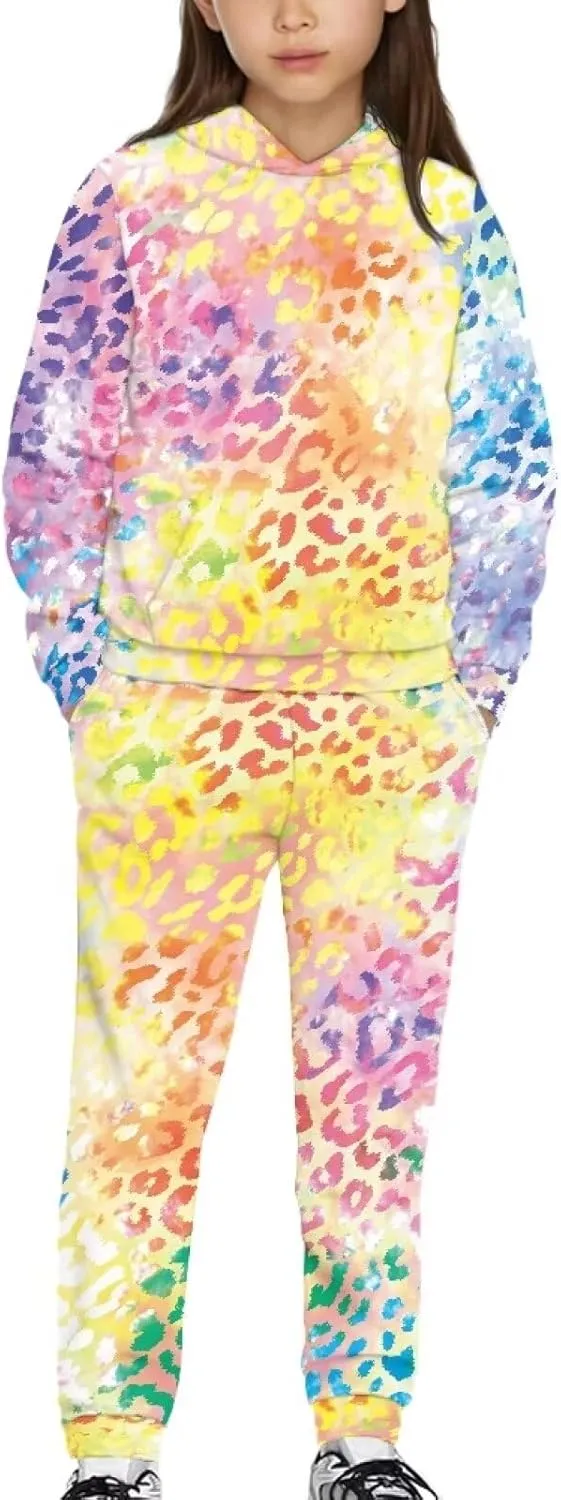 Renewold 2 Pieces Sweatsuits Set Long Sleeve Kids Hoodie Sweatshirt Jogger Sweatpants Girls Tracksuits Activewear