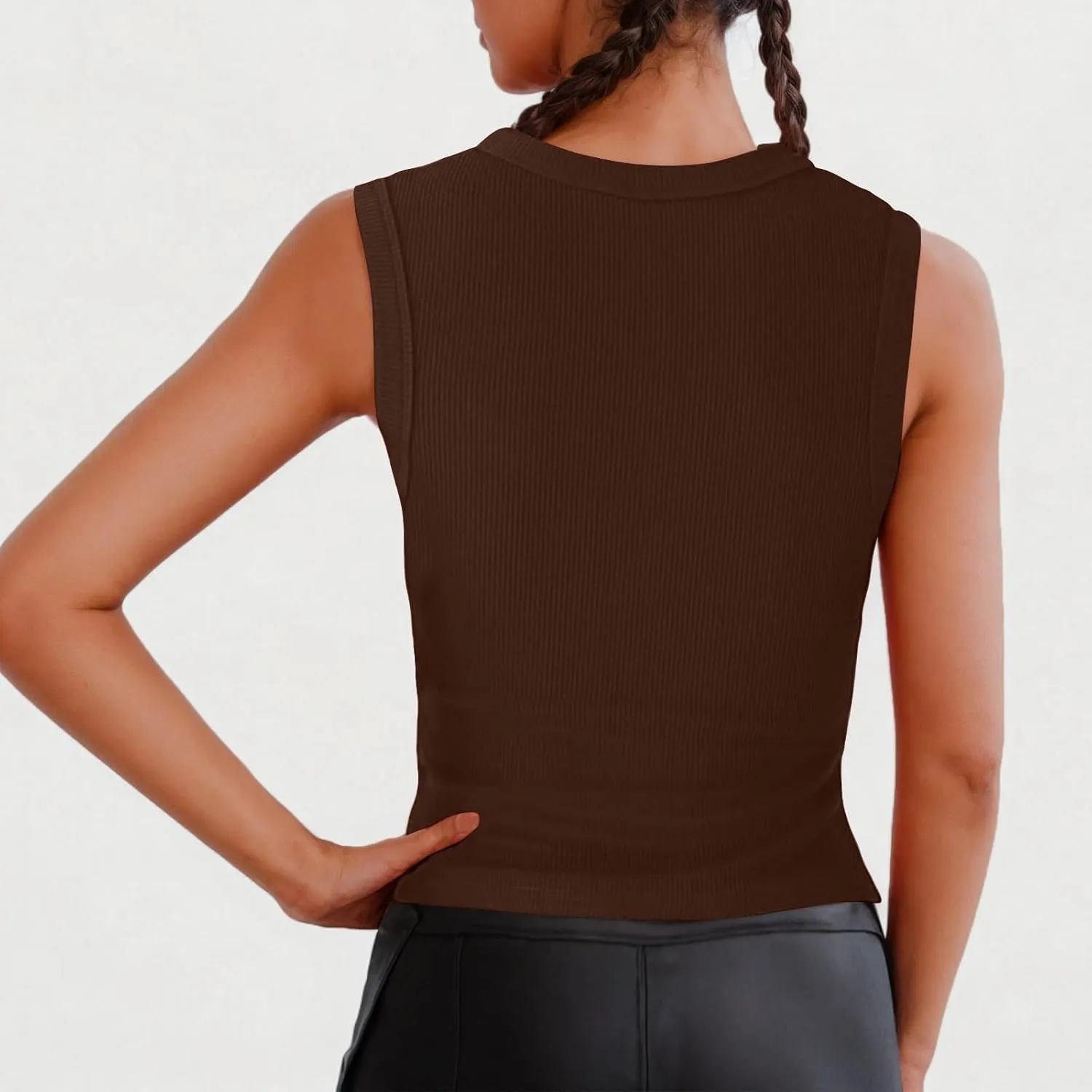 Ribbed Kint Tank Tops for Women Summer Button Front Sleeveless Cropped Shirts Casual Sexy Slim Fit Going Out Blouse