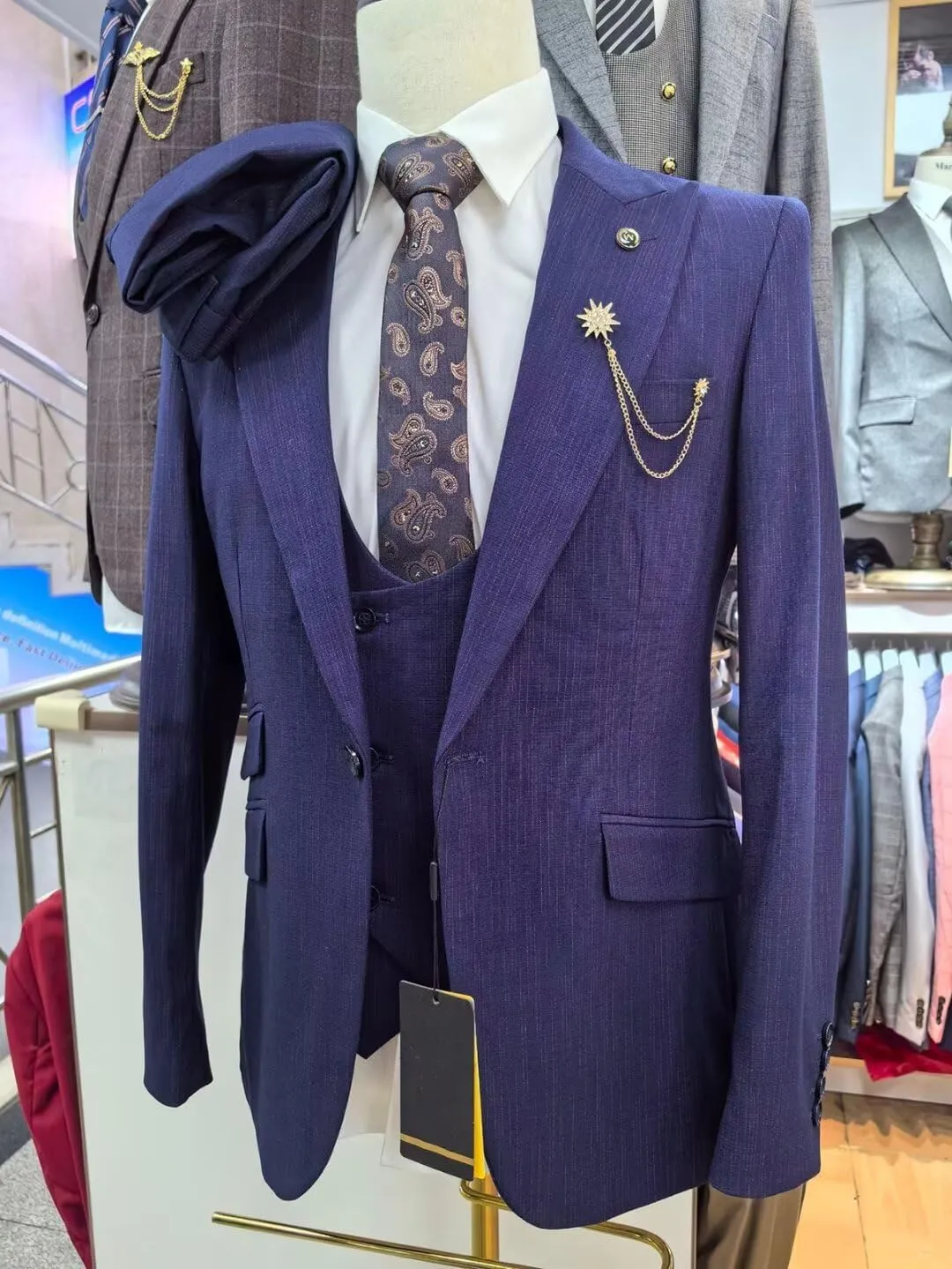 SAROULU Men's Formal Suit Slim Fit Suits for Men Party Wedding Tuxedo Suits Blazer Jacket Pants Set