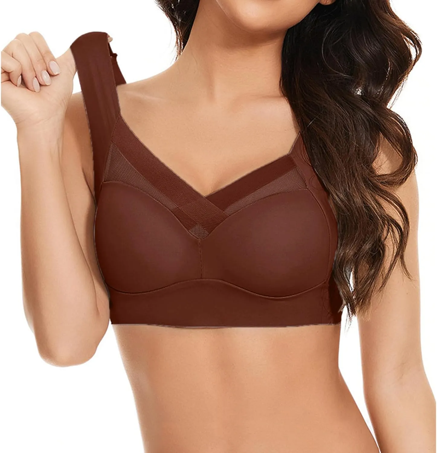 Seamless Yoga Bras for Women Comfort Wireless Full Coverage Bralette Criss Cross Push Up Support Pullover Underwear