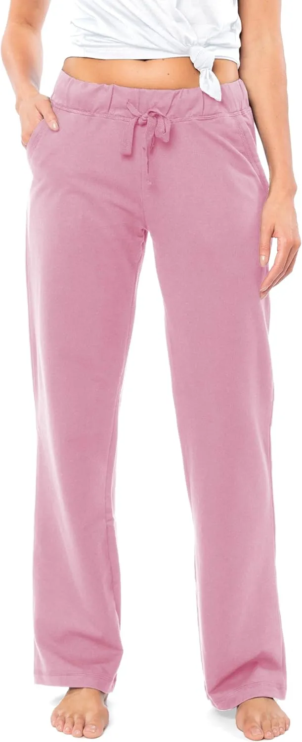 Sexy Basics Women's 2 Pack Ultra Soft French Terry Cotton Drawstring Yoga Lounge Long Pants