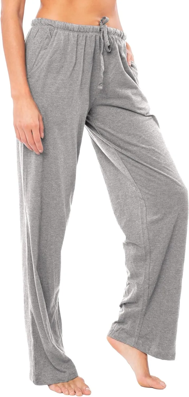 Sexy Basics Women's 3 Pack Soft Flex-Cotton Knit Pajama Pants/Lounge Pants/Sleep Pants