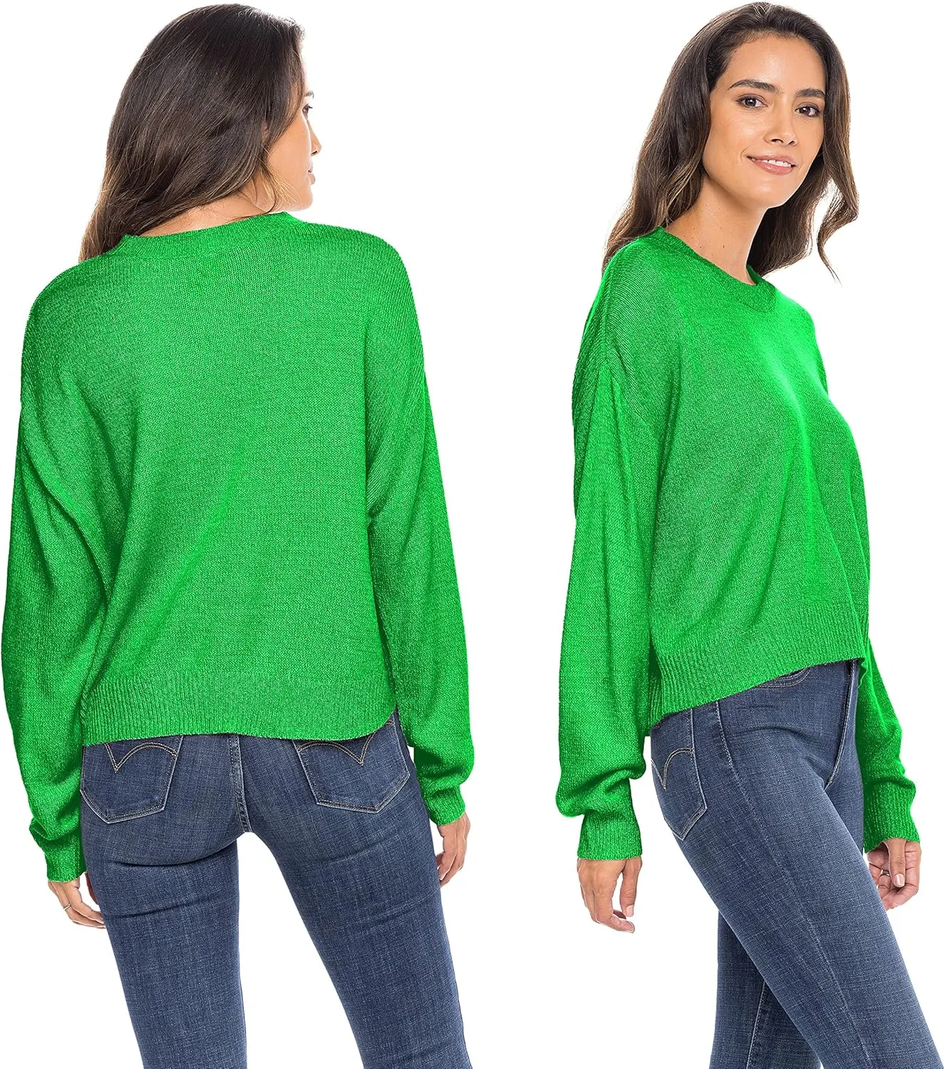 Sexy Basics Women's Long-Sleeve Midweight Cozy Crewneck Sweater | Multi Packs