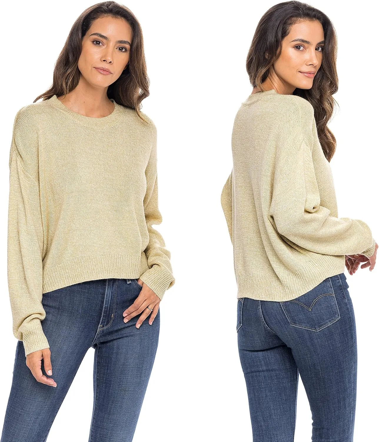 Sexy Basics Women's Long-Sleeve Midweight Cozy Crewneck Sweater | Multi Packs