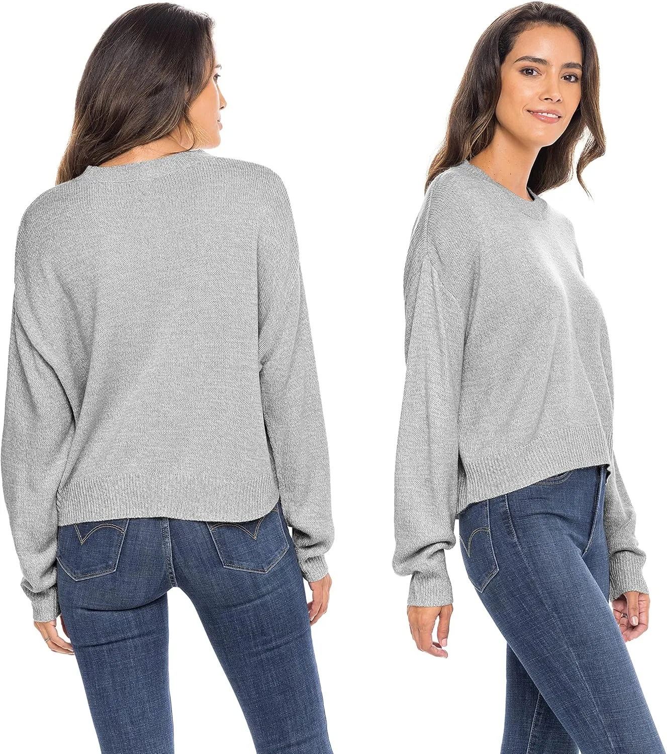 Sexy Basics Women's Long-Sleeve Midweight Cozy Crewneck Sweater | Multi Packs