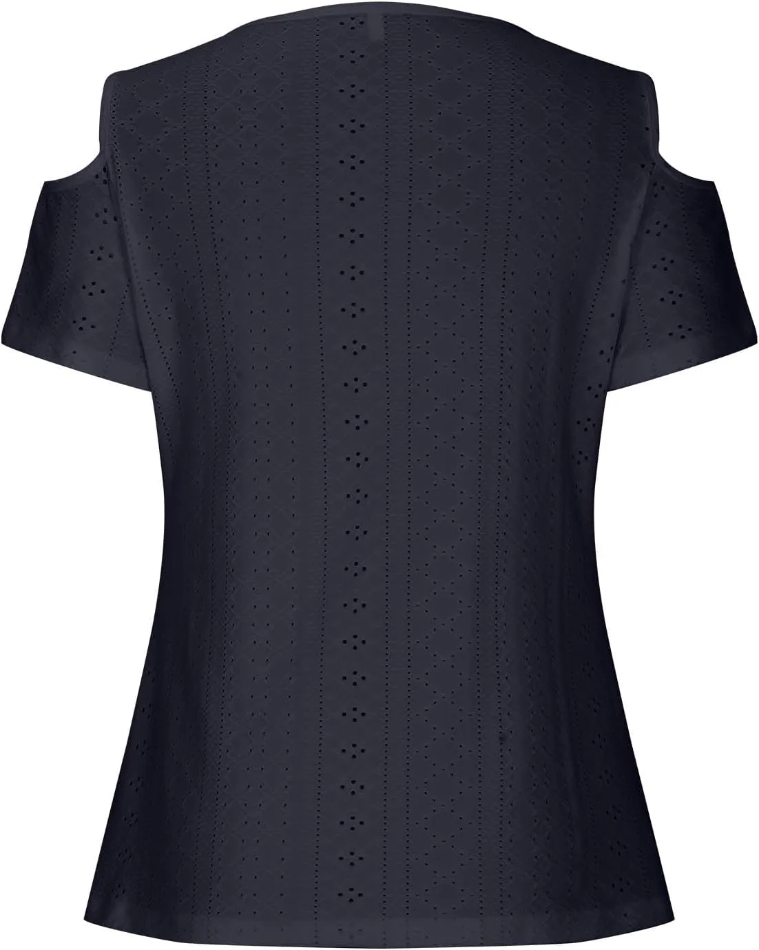 Sexy Clod Sholuder Tops for Women 2025 Summer Hollow Out Eyelet Short Sleeve T Shirts Going Out Blouses Ladies Tunic