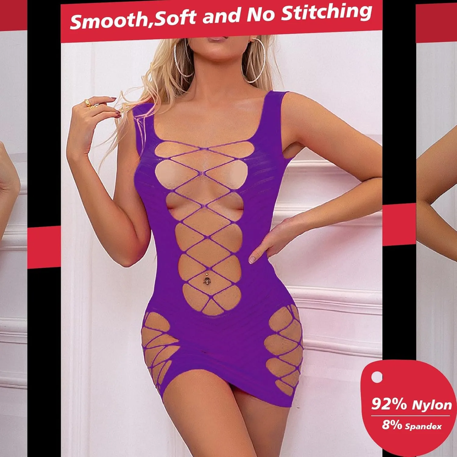 Sexy Lingerie for Women Naughty Fishnet Bodysuit Lingerie Set Outfits Erotic Mesh Sheer Teddy