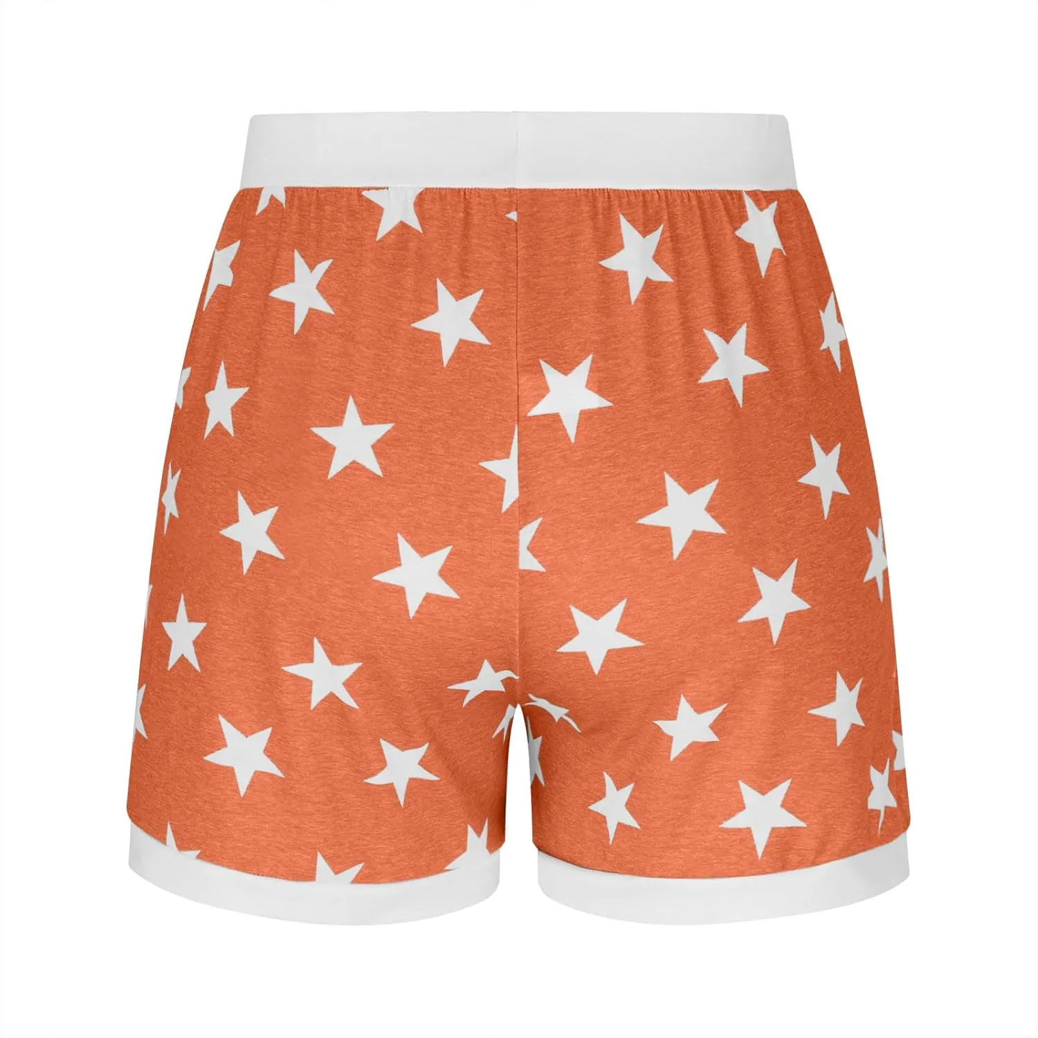 Sinzelimin Womens Pajama Shorts Fashion Star Print Stretch High Waist Lace up PJ's Shorts Summer Casual Sport Short Sweatpant