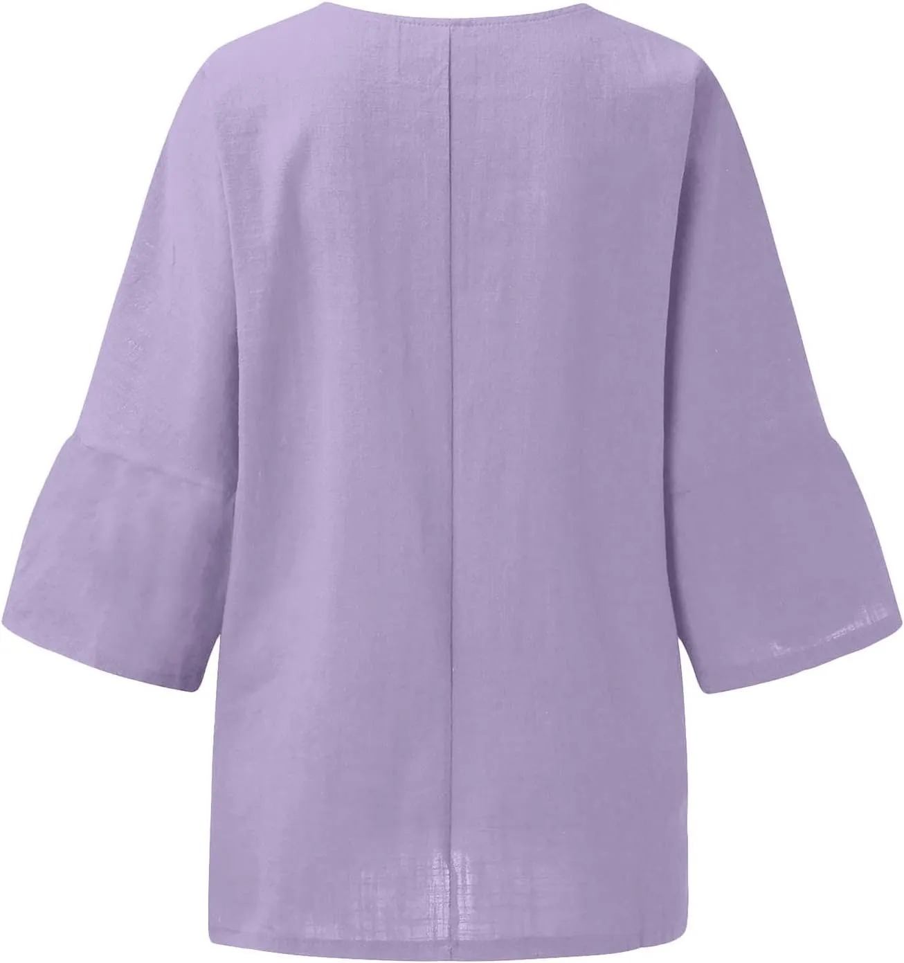 SMIDOW Women 3/4 Length Sleeve Cotton Linen Tops Casual Loose Fit Summer Blouses Pullover Round Neck Cute Shirt Tshirts