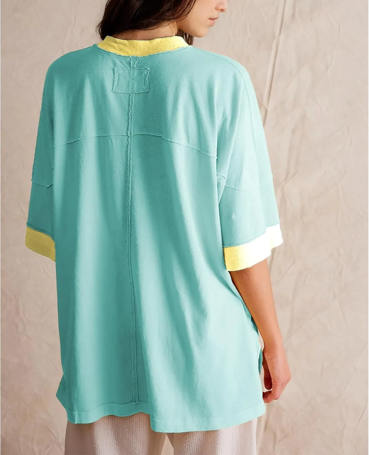 Songling Womens 3/4 Length Sleeve Casual Loose Fit Summer Tee Shirt Basics Cotton t Shirts Trendy Tops
