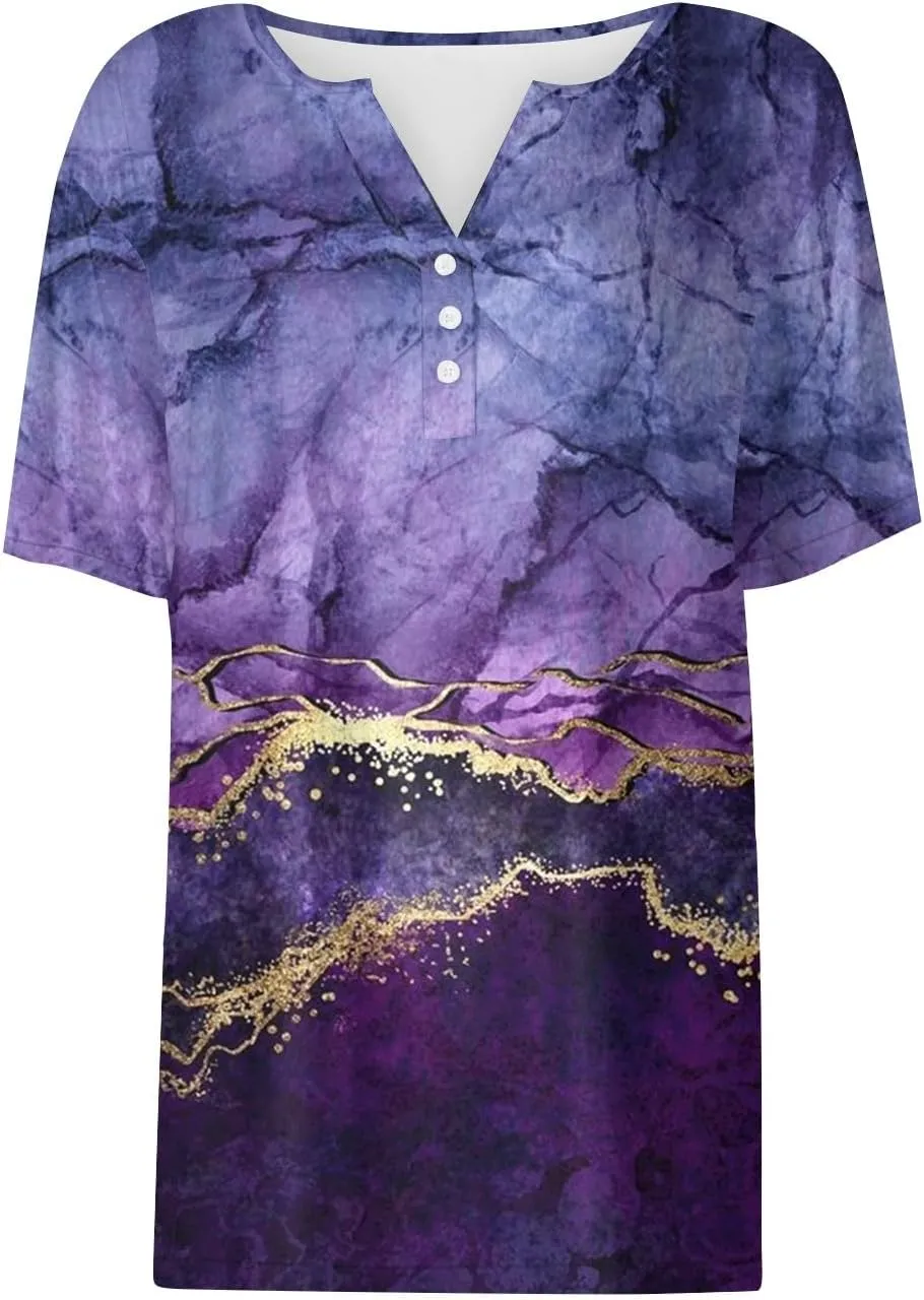 Summer Tops for Women 2025 Casual Short Sleeve V Neck Shirt Trendy Business Dressy Tunic Tops