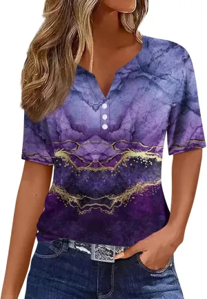 Summer Tops for Women 2025 Casual Short Sleeve V Neck Shirt Trendy Business Dressy Tunic Tops